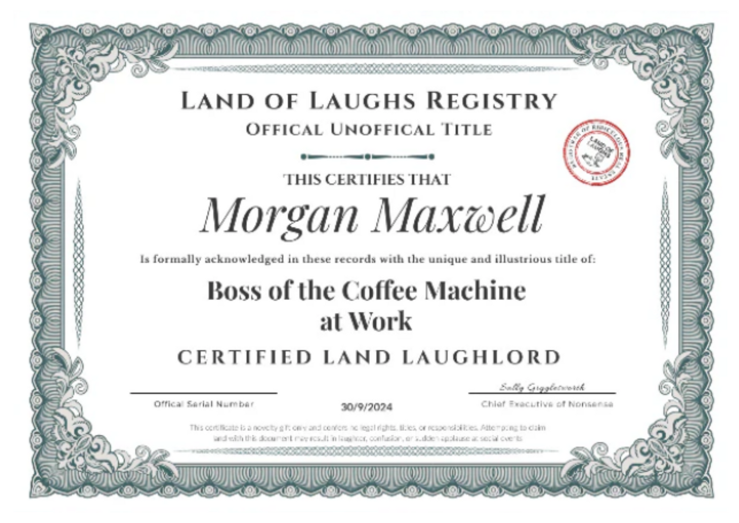 Certificate (funny gift) – Digital Download